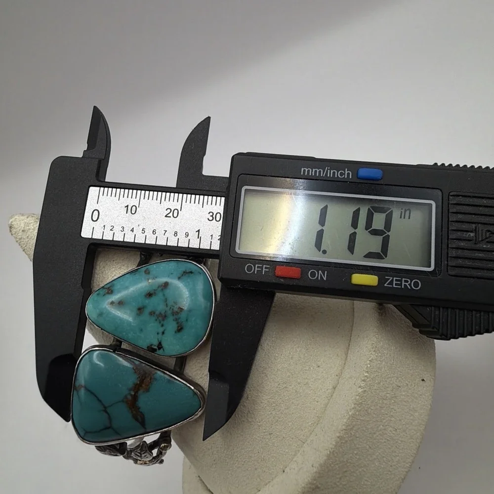 VTG South Western Sterling Silver Turquoise Cuff Bracelet Size 7.5 27g